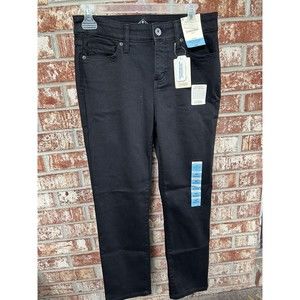 ST JOHNS BAY Jeans Womens 4p Stretch Cotton Straight Leg Denim Black New
